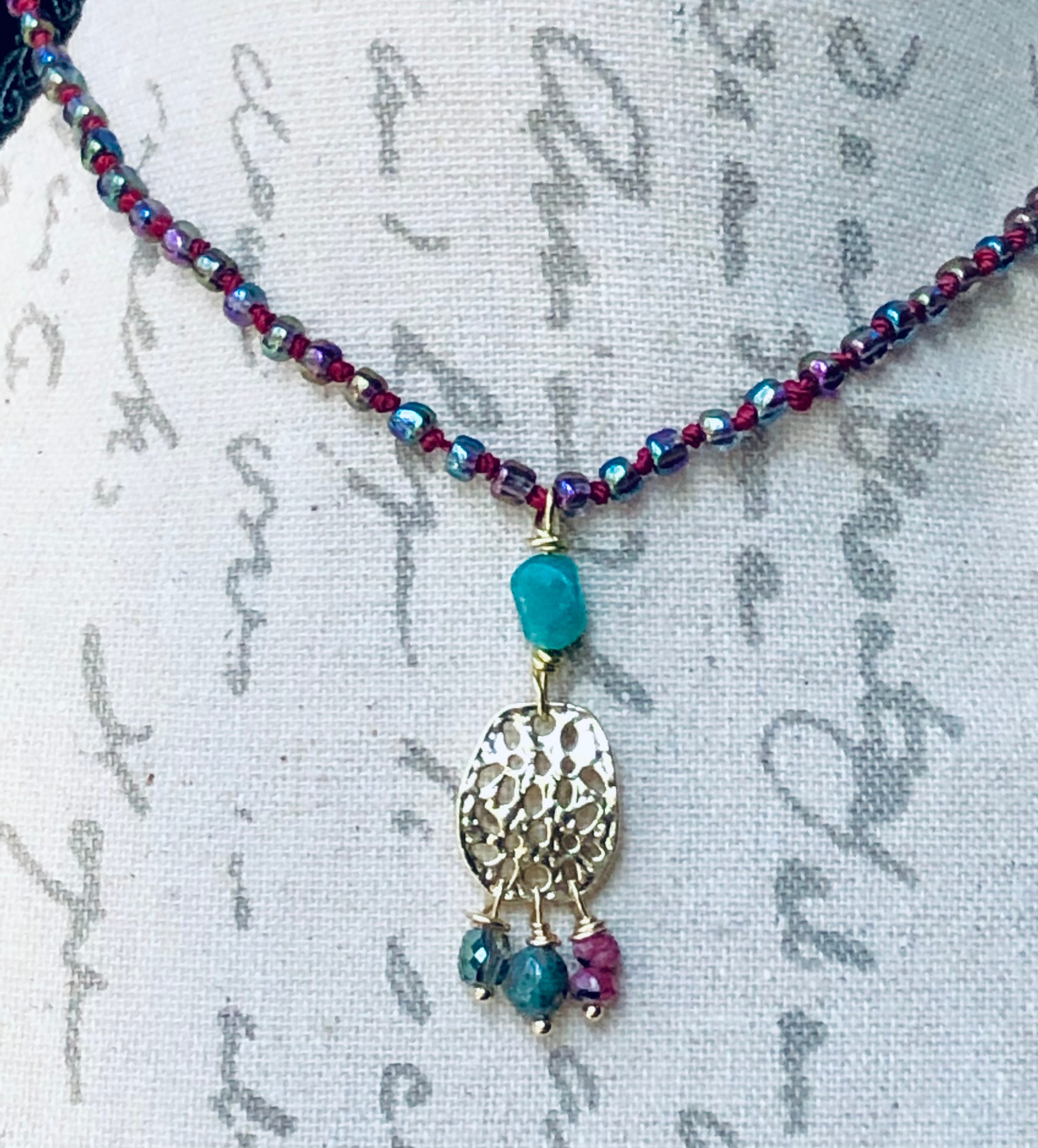 Seed Bead Choker Necklace with Multiple Gemstones and Gold Etsy