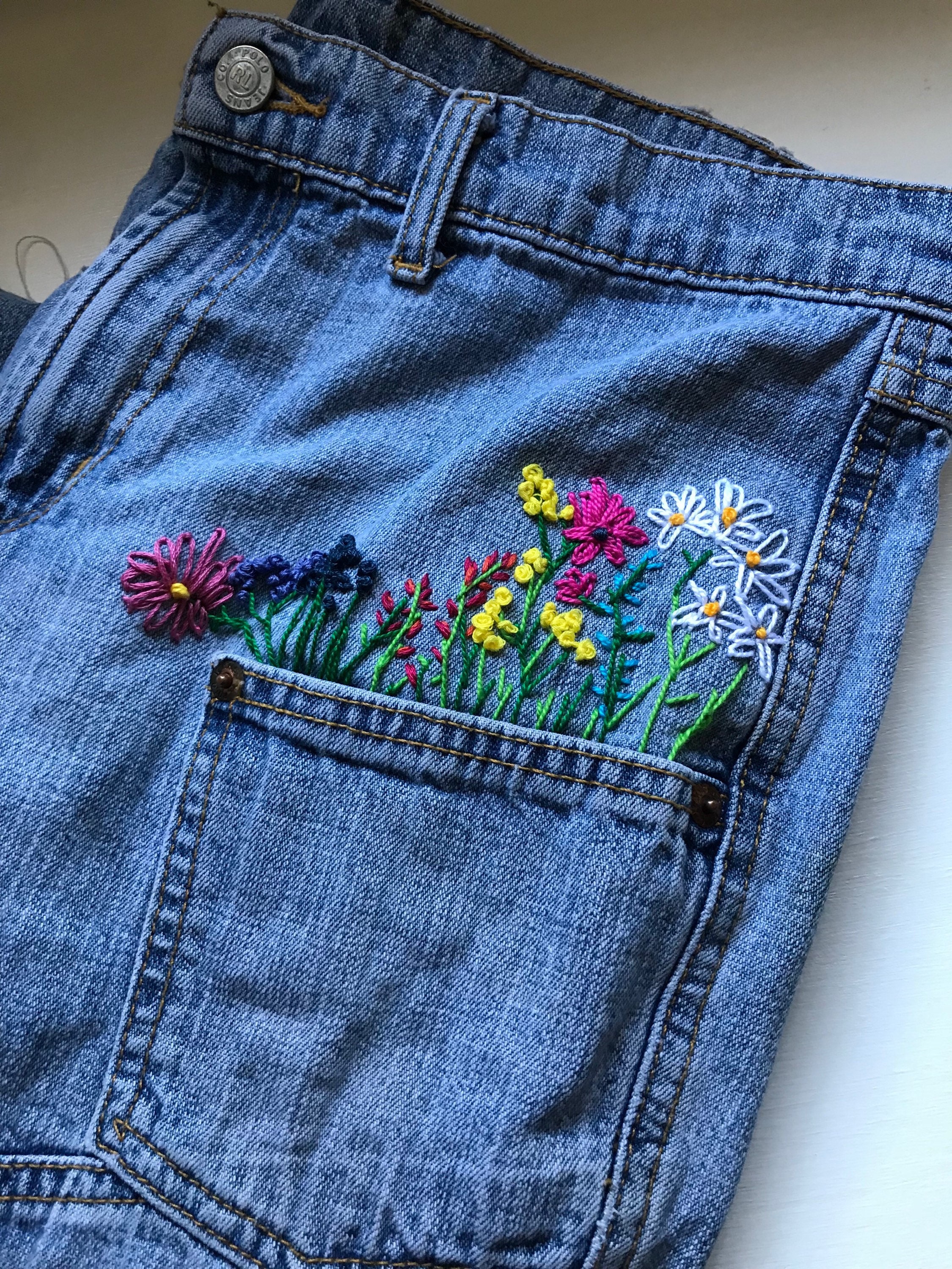 VINTAGE Ralph Lauren Jeans with Fresh Flower Embroidery Size | Etsy