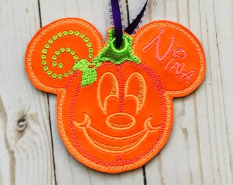 Halloween Pumpkin Mickey Mouse Inspired Trading Pin Holder Luggage Tag