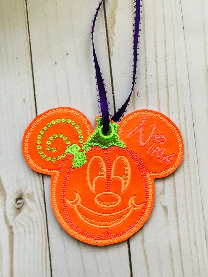 Halloween Pumpkin Mickey Mouse Inspired Trading Pin Holder  Luggage Tag
