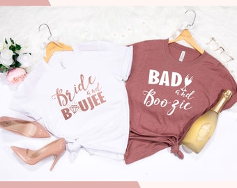 Bachelorette Party Shirts, Bad and Boozie Shirts, Bride And Boujee Shirt, Funny Bridesmaid Shirts, Bridal Party Shirts, Bachelorette D69