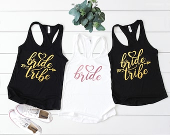 Bride, Tribe tanks bridesmaid tshirts, bachelorette party shirts, bridal party, wedding party, bridesmaid gift d99
