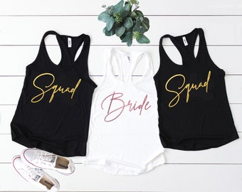Bachelorette Party Shirts, Bride Squad Tshirts, Bachelorette Party Tshirts, Bridal Party Tshirt, Bridesmaid Shirts Bride Squad tanks D71