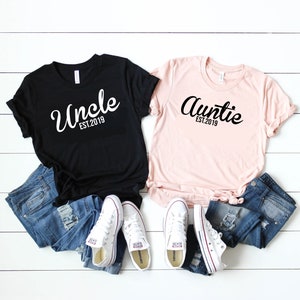 Auntie Uncle Est 2020 shirt, promoted to auntie shirt, promoted to uncle shirt, aunt uncle shirts, aunt shirt, pregnancy announcement D335