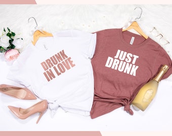 Rose Gold Bachelorette Party Shirts: Drunk in Love Bridal Tee