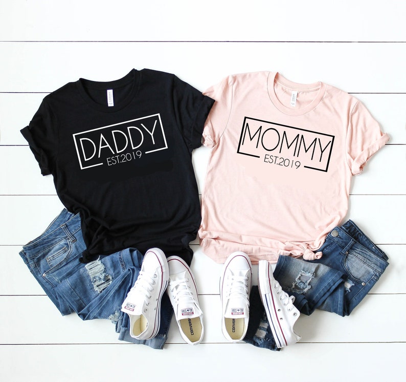Mommy and Daddy Shirt Mom and Dad Shirts New Mom Shirt New Dad Shirt Pregnancy Reveal Shirt Pregnancy Announcement Shirts D317 image 1
