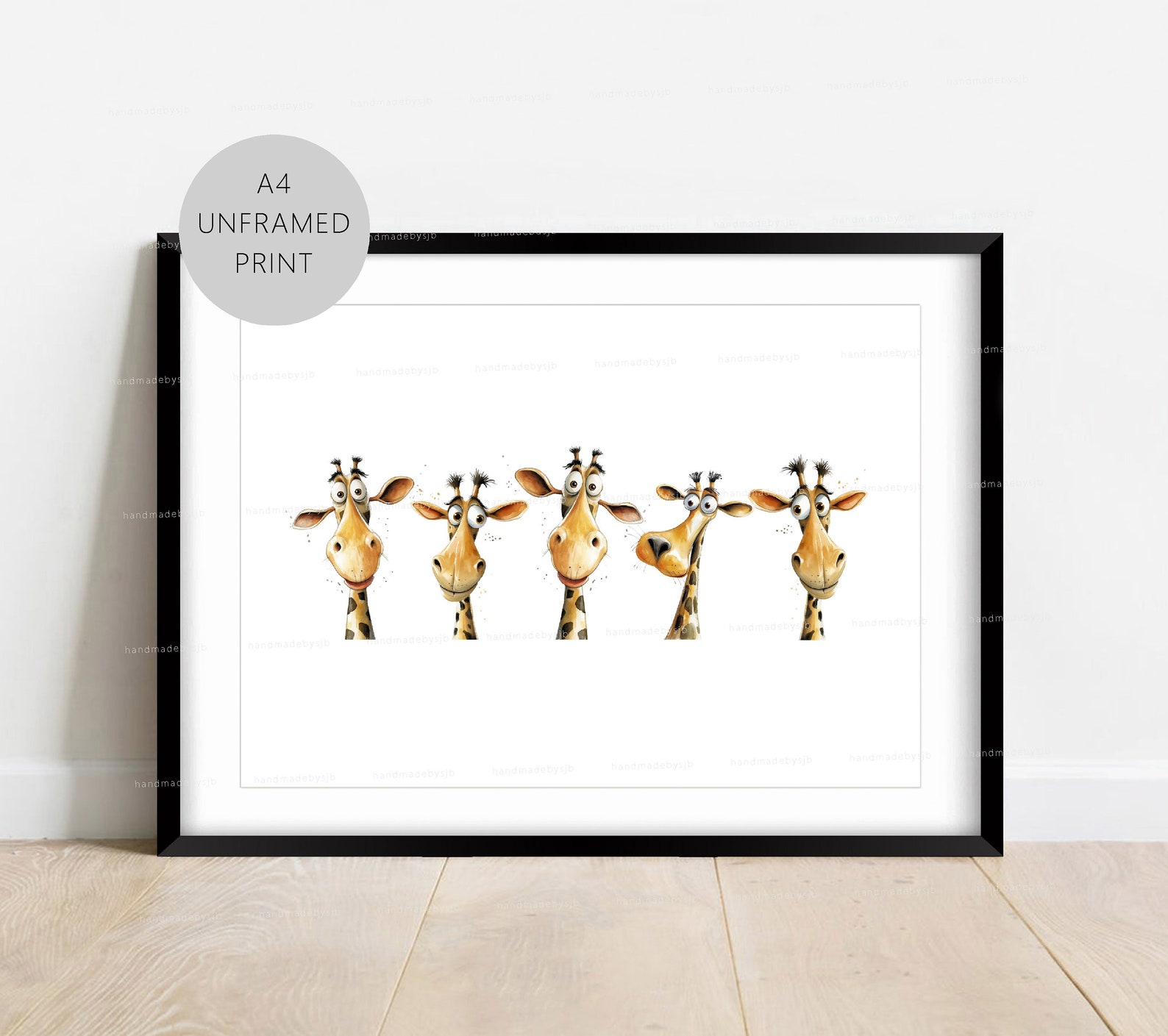 Giraffe Print, Funny Giraffes Picture, Fun Safari Animal Image, A4