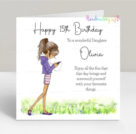 Personalised Girls Birthday Card – Daughter/Granddaughter 14th 15th 16th, Pink Makeup Theme, Handmade