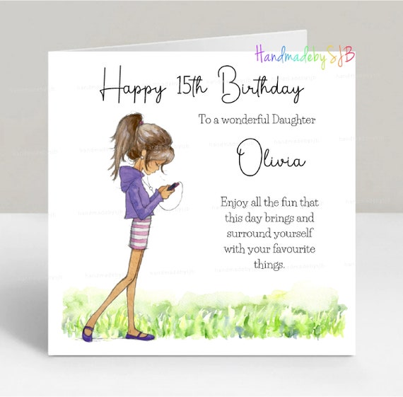 thumbnail image 2 of Personalised Birthday Card For Daughter Or Granddaughter - 14th 15th 16th Birthday Pink Handmade Card 2 of 11