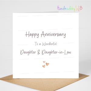 Biglietto di auguri per l'anniversario di matrimonio tra nuora e figlia, biglietto di auguri per l'anniversario di matrimonio tra lesbiche, biglietto di auguri per l'anniversario di matrimonio tra donne gay dello stesso sesso, 15x15 cm, interno vuoto