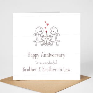 Biglietto di auguri per l'anniversario di matrimonio tra fratelli e cognati, biglietto di auguri per l'anniversario di matrimonio tra uomini gay, simpatico biglietto di auguri per un felice anniversario di matrimonio per coppie dello stesso sesso, 15x15 cm