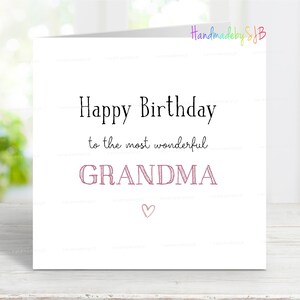 Cartão de aniversário da vovó, cartão de feliz aniversário para a vovó mais maravilhosa, cartão de saudações sentimentais, 6" x 6", em branco por dentro
