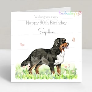 Carte d'anniversaire personnalisée bouvier bernois, tout âge, fille/petite-fille/soeur/nièce/amie/maman, 6 x 6 po.