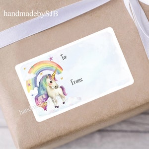 Etiquetas de regalo de unicornio, 21 pegatinas autoadhesivas para decorar, 1 hoja A4, acabado mate, 2,5 x 1,5 pulgadas, divertidas etiquetas adhesivas para regalo de cumpleaños