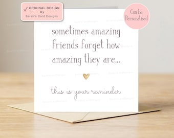Amazing Friend Reminder Card, Thank You, Encouragement, Support, Motivational, Friendship, You Are Amazing, Personalised, Designed By Myself