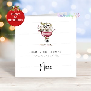 Nichte / & ihr Freund/Verlobte/Ehemann/Freundin/Verlobte/Frau Weihnachtskarte, Frohe Weihnachten an eine wunderbare Nichte, 6 "x 6", innen leer
