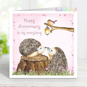 Buon anniversario a tutto il mio cuore, simpatico biglietto d'auguri romantico per l'anniversario del marito/moglie/fidanzato/fidanzata, riccio, 6" x 6", interno vuoto