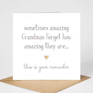 Cartão de avó incrível, cartão de aniversário amoroso, cartão de dia das mães, citação sentimental, encorajamento, significativo, obrigado, 6"x6", em branco por dentro