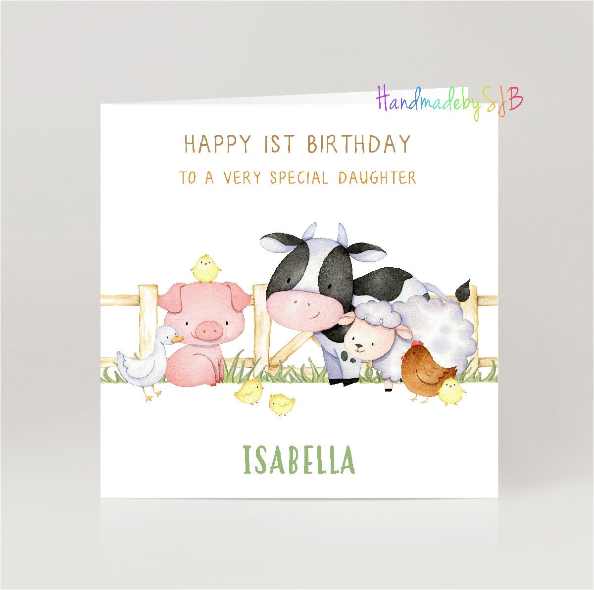 PERSONALISED KID GOAT FARM ANIMAL BIRTHDAY ANY OCCASION CARD Illustrated insert 