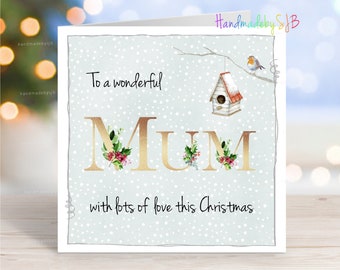 Carte de Noël pour maman, « To a Wonderful », 15 x 15 cm, vierge à l'intérieur pour que vous puissiez écrire votre propre message