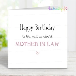 Biglietto di auguri per il compleanno della suocera, biglietto di auguri per il compleanno della suocera più meravigliosa, biglietto di auguri sentimentale, 6" x 6", vuoto all'interno