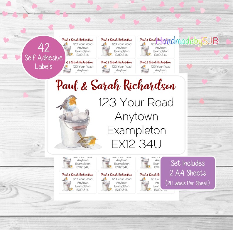 Paper Winter Robin Personalised Christmas Address Labels Fun Set Includes 2 A4 Sheets 42 Custom Return Stickers 21 Per Sheet Paper Party Supplies