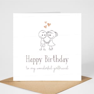 Cartão de aniversário para namorada, Feliz aniversário para minha namorada maravilhosa, Cartão de aniversário divertido para namorada, Cartão fofo e sentimental para namorada, 15 cm x 15 cm