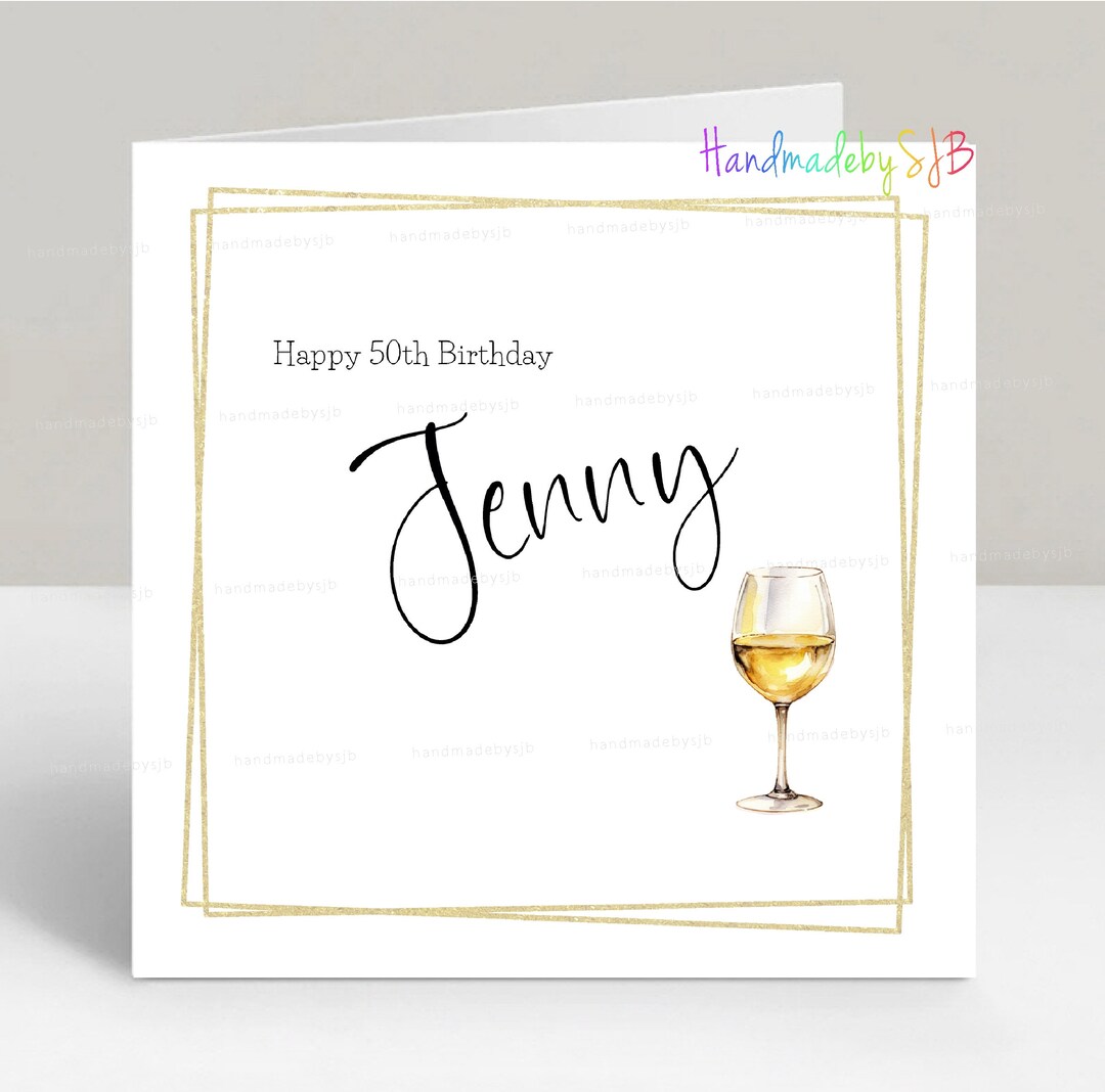 Personalised White Wine Birthday Card Any Name/age Ideal Etsy
