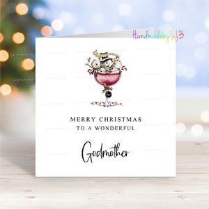 Cartão de Natal da Madrinha, Feliz Natal para uma Madrinha Maravilhosa, Cartão de Boneco de Neve Divertido, 6" x 6", Em Branco por Dentro