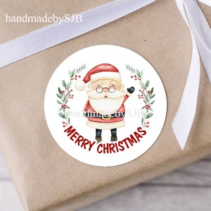 24 Weihnachtsmann Aufkleber, 40mm, matt, A4 Bogen, lustige runde Etiketten für Briefumschläge/Geschenke