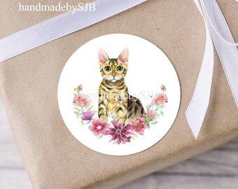 EW Designs Bengal Cat Vinyl Decal - 4 Inch Tall Cute Kitty Bumper Sticker - View #9