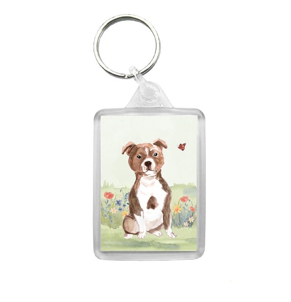 staffordshire bull terrier keyring