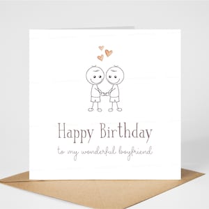 Cartão de aniversário para namorado do mesmo sexo, Feliz aniversário para meu namorado maravilhoso, Cartão de aniversário divertido para gays, Cartão de namorado sentimental, 15 cm x 15 cm
