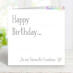 Carte d'anniversaire de petit-fils, joyeux anniversaire à mon petit-fils préféré, carte de voeux de nouveauté amusante, 6 x 6 po, blanc à l'intérieur