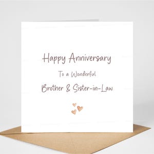 Carte d'anniversaire de beau-frère et belle-soeur, carte de joyeux anniversaire de couple merveilleux, carte d'anniversaire de mariage simple, 6 x 6 po, blanc à l'intérieur