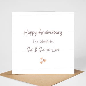 Son & Son-in-Law Anniversary Card, Male Same Sex Wedding Anniversary Card, Gay Men Happy Anniversary Card, 6"x6", Blank Inside