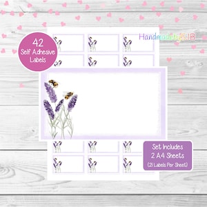 Etichette api/calabroni lavanda, 42 adesivi multiuso vuoti (2 fogli A4, 21 per foglio), divertenti per etichette di indirizzi/cartellini regalo/etichettatura