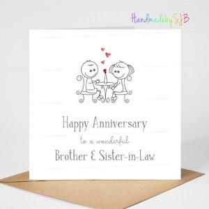Carte d'anniversaire de beau-frère et belle-sœur, joyeux anniversaire à un merveilleux frère et belle-soeur, jolie carte d'anniversaire de mariage, 6 x 6 po