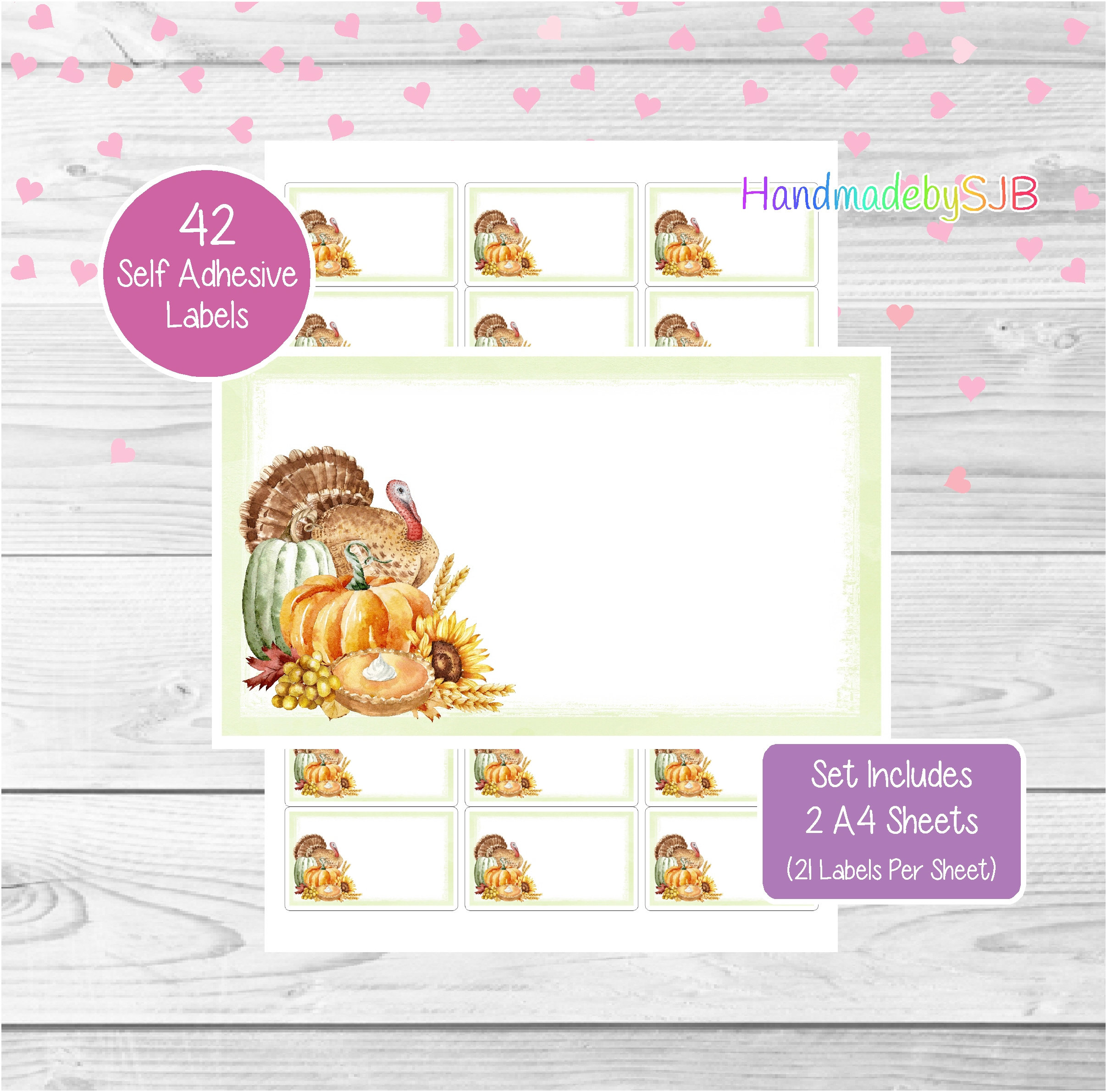 Thanksgiving/Harvest Labels, 42 Blank Multi Purpose Stickers (2 A4 Sheets, 21 Per Sheet), Fun For Address Labels/Gift Tags/Labelling