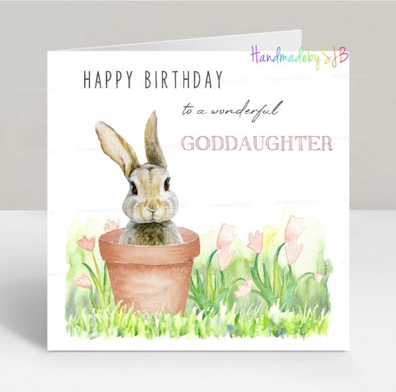 Handmade Watercolour Bunny Greetings Card - Green Handmade Watercolour Bunny Greetings Card - Green