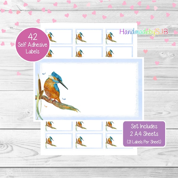 Kingfisher Labels, 42 Blank Multi Purpose Stickers (2 A4 Sheets, 21 Per Sheet), Fun For Address Labels/Gift Tags/Party Bags