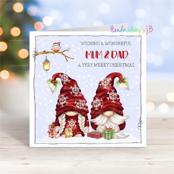 Mum Dad Christmas Card, Parents Christmas Card, Fun Gnome/Gonk Festive  Seasons Greetings Card, 6