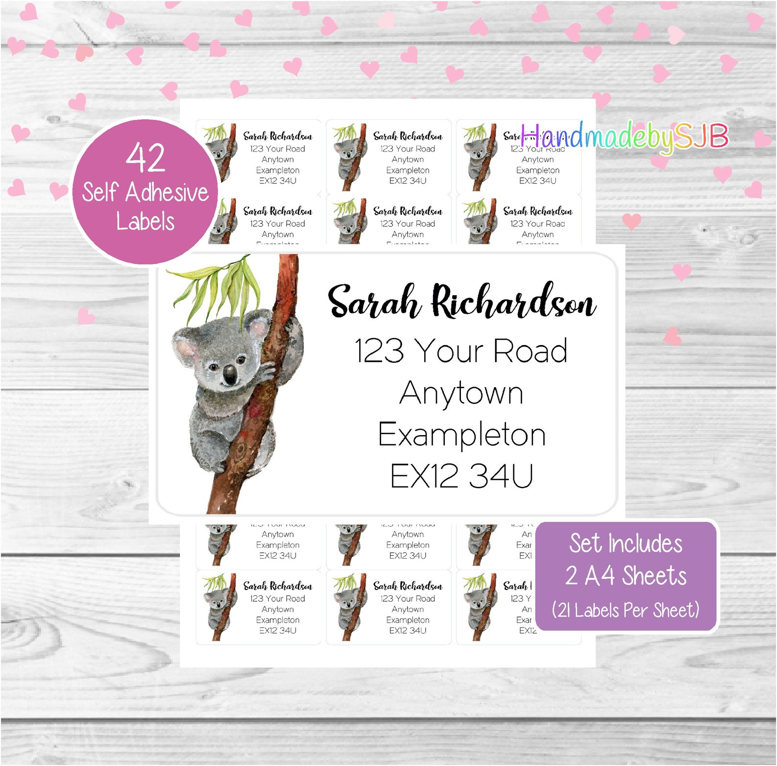 Koala Personalised Address Labels 42 Custom Return Stickers Etsy