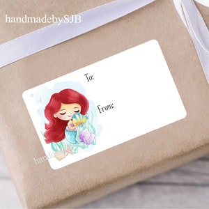 Cadeaulabels zeemeermin, 21 zelfklevende stickers tot en met, 1 A4-vel, matte afwerking, 2,5 x 1,5 inch, leuk verjaardagscadeau zelfklevende cadeaukaartjes