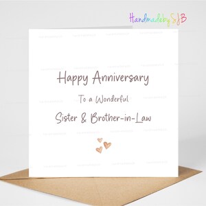 Biglietto di anniversario per sorella e cognato, biglietto di auguri per un felice anniversario di coppia, semplice biglietto di anniversario di matrimonio, 15x15 cm, interno vuoto