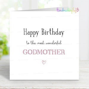 Cartão de aniversário da madrinha, cartão de feliz aniversário para a madrinha mais maravilhosa, cartão de felicitações sentimentais, 6" x 6", em branco por dentro