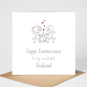 Carte d'anniversaire de mari, joyeux anniversaire à mon merveilleux mari, jolie carte d'anniversaire de mariage pour mon mari, 6 x 6 po, blanc à l'intérieur