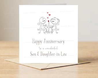 Jonny Javelin Biglietto Di Auguri Per Anniversario – "Per Uno Speciale Figlio E Nuora" – Cartolina Romantica
