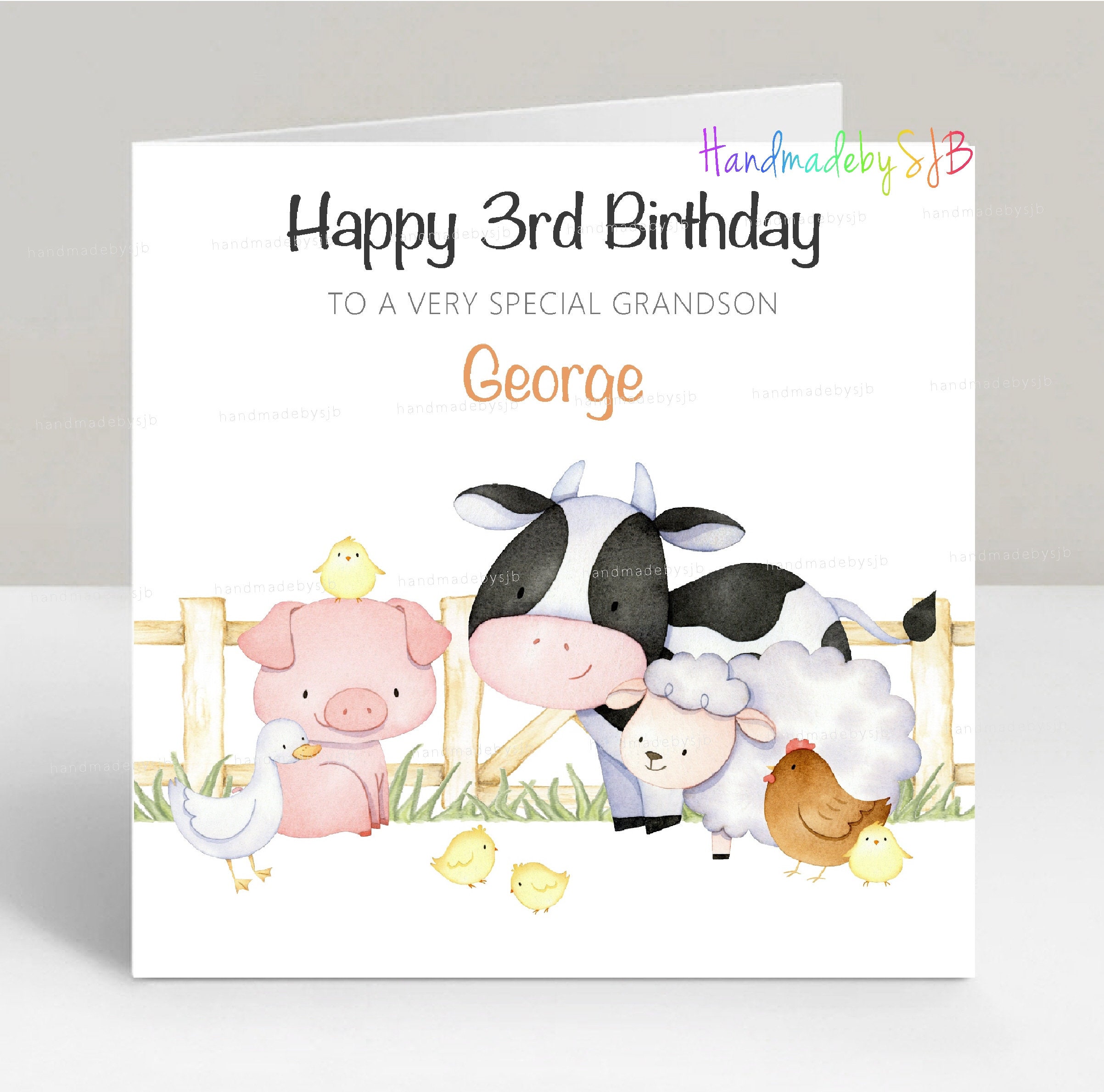 Personalised Farm Animal Birthday Card Any Age/relation/name