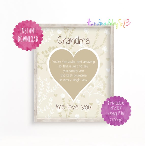 Grandma 'we Love You' Printable Picture Instant | Etsy